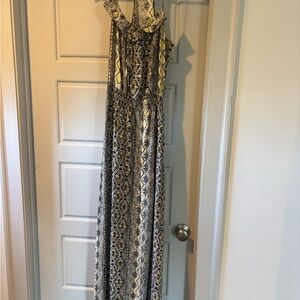 Parker Black and Cream Geometric Maxi Dress